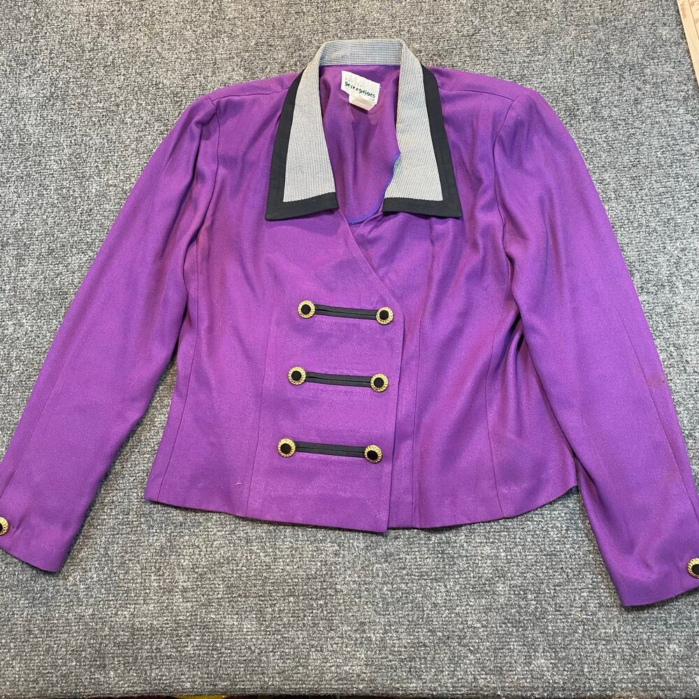 Perceptions Purple Blazer Gold Button Detail Regal Womens 8 Petite